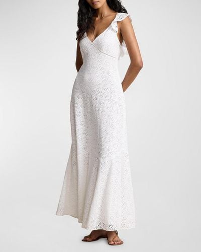 Polo Ralph Lauren Embroidered Eyelet Linen Dress - White