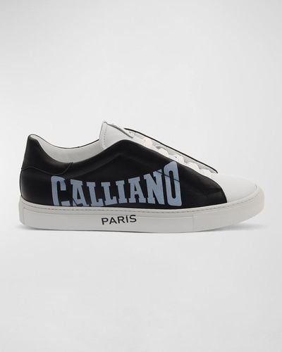 John Galliano Typographic Logo Hidden-Lace Low-Top Sneakers - Black