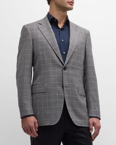 Canali Plaid Wool Sport Coat - Gray