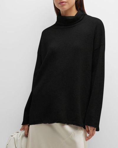 Eileen Fisher Missy Organic Cotton & Cashmere Turtleneck Sweater - Black