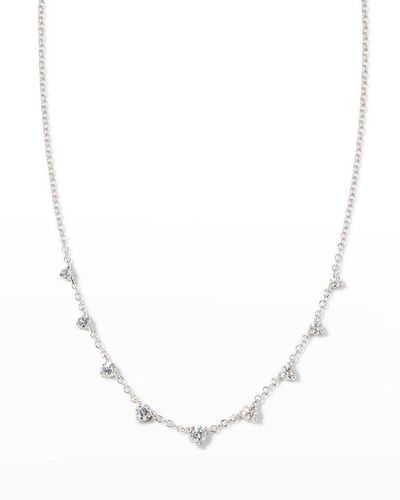 Memoire White Gold Round 9-diamond Necklace, 18"l - Natural