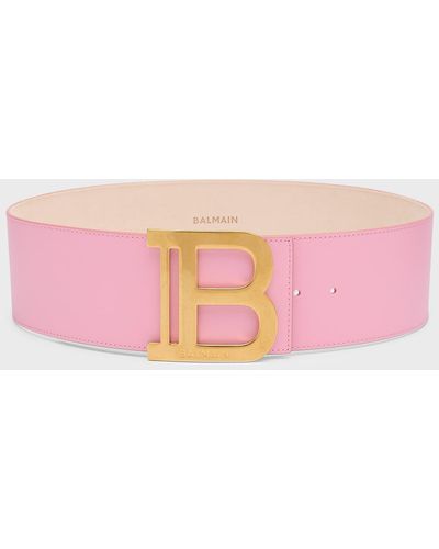 Balmain B Logo Calfskin Buckle Belt - Pink
