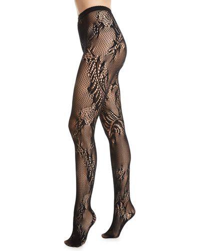 Natori Signature Sheer Feather Lace Net Tights - Natural