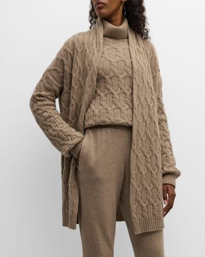 TSE Recycled Cashmere Cable-Knit Cardigan - Brown