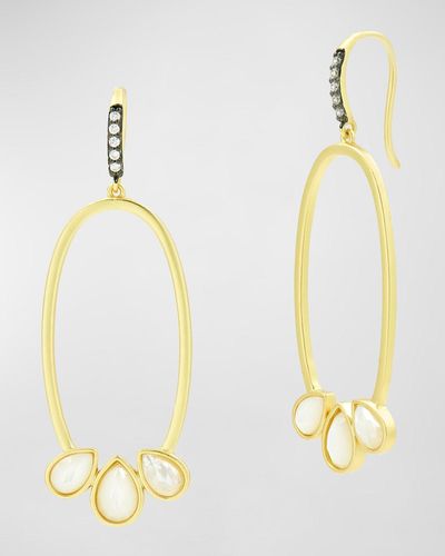 Freida Rothman Open Dangle Earrings With Stones - Metallic