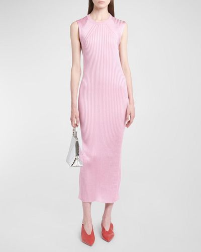 Jil Sander Rib Knit Sleeveless Midi Dress - Pink