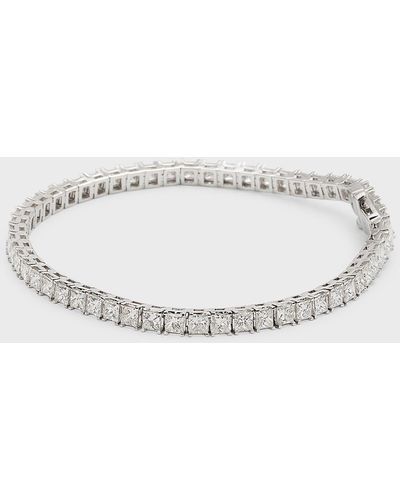 Neiman Marcus 18k White Gold Princess Diamond Bracelet, 7"l - Multicolor