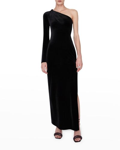 Galvan London Kilter One-Shoulder Column Dress - Black