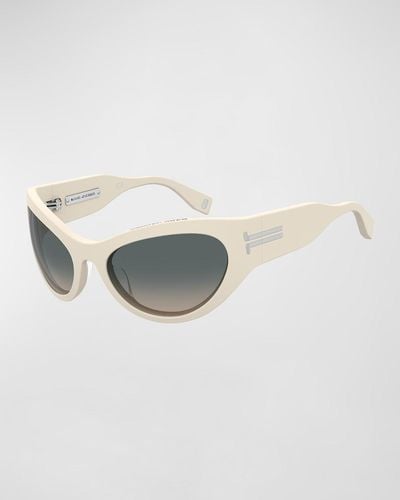Marc Jacobs Monogram Acetate Wrap Sunglasses - White