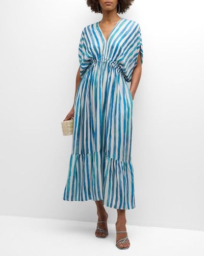 Marie Oliver Venus Striped Caftan Maxi Dress - Blue