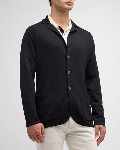 Baldassari Three-Button Sweater Jacket - Blue