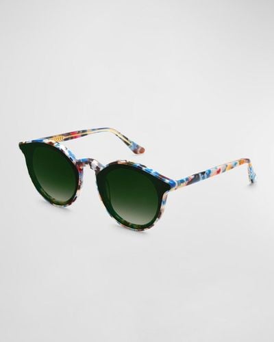 Krewe Collins Nylon Acetate Round Sunglasses - Green