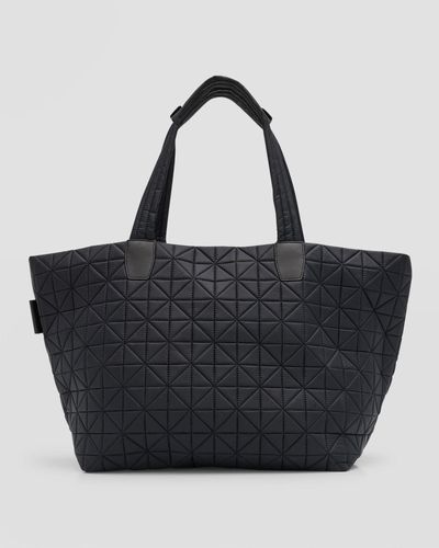 VEE COLLECTIVE Geo Quilted Nylon Tote Bag - Black