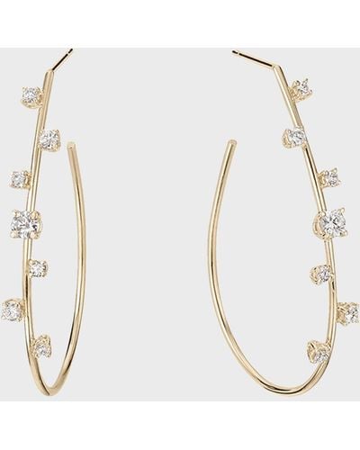 Lana Jewelry Small Solo Tear Drop Hoop Earrings With Diamonds, 36Mm - White