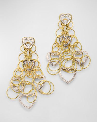 Buccellati Hawaii 18K Pendant Earrings With Diamond Hearts - Metallic
