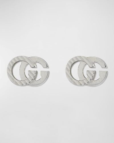 Gucci GG Running 18k White Gold Stud Earrings - Metallic