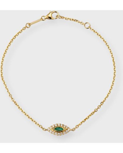 Anita Ko 18k Yellow Gold Emerald Evil Eye Bracelet With Diamonds - Natural