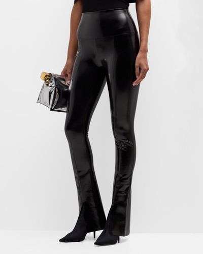 Norma Kamali Spat Faux Patent Leather leggings in Black