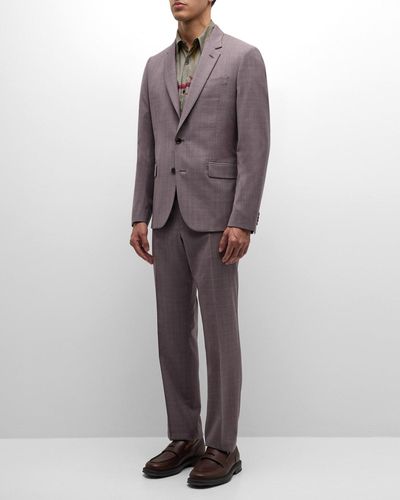 Paul Smith Melange Plaid Suit - Purple