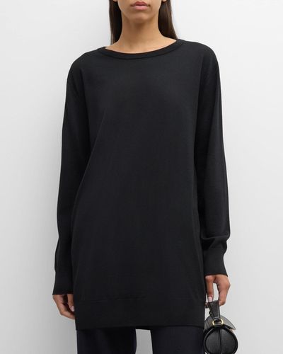 Dries Van Noten Tammy Crewneck Tunic Sweater - Black