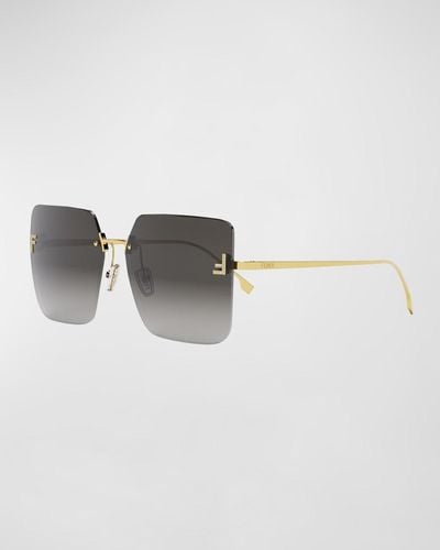 Fendi F Monogram Rimless Metal Butterfly Sunglasses - Multicolor