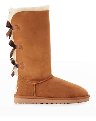 UGG Bailey Bow Tall Shearling Fur Boots - Brown