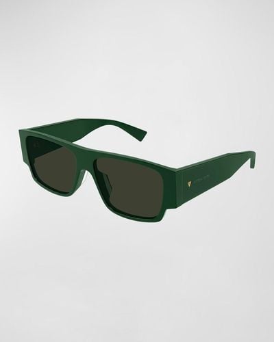 Bottega Veneta Acetate Rectangle Sunglasses - Green