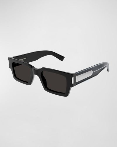 Saint Laurent Rectangle Acetate Sunglasses With Logo - Multicolor