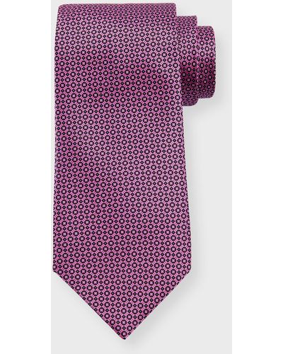 Stefano Ricci Silk Micro-geometric Tie - Purple