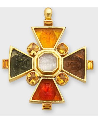Elizabeth Locke 19K Maltese Cross Brooch Pendant - Metallic