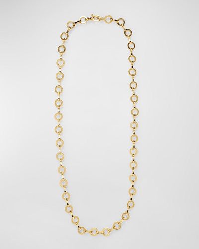 Azlee Heavy Large Circle Link Textured Chain Necklace, 20"l - White