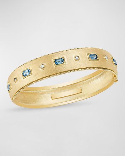 Tanya Farah 18k Yellow Gold Sapphire And Diamond Bangle Bracelet - Metallic