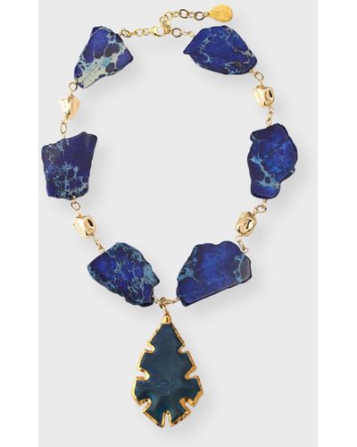 Devon Leigh Carved Pendant Necklace - Blue