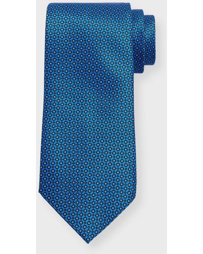 Stefano Ricci Silk Micro-geometric Tie - Blue