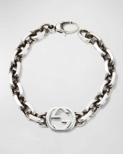 Gucci Sterling Silver Interlocking G Chain Bracelet - Metallic