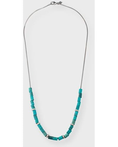 Armenta Artifact Patina Cylinder Beaded Necklace With Diamonds - Blue