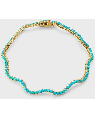 Jennifer Meyer 18k Yellow Gold Turquoise Wave Tennis Bracelet - Blue