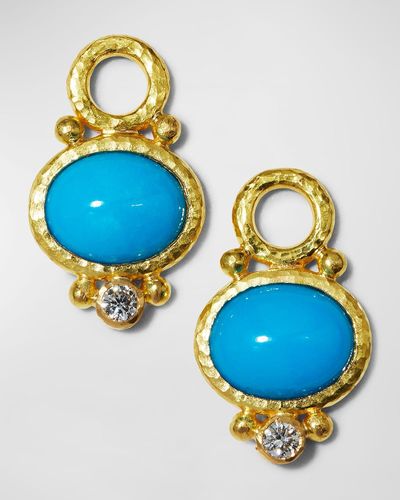 Elizabeth Locke 19k Sleeping Beauty Turquoise & Diamond Earring Pendants - Blue
