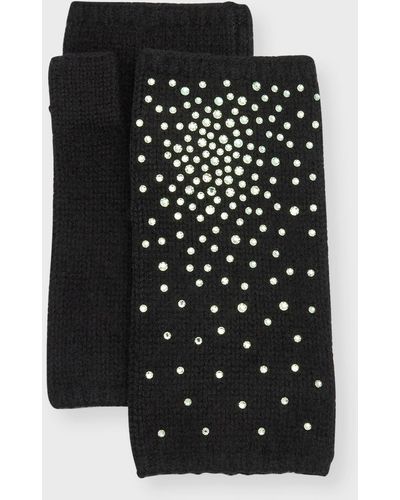 Carolyn Rowan Cashmere Short Fingerless Gloves With Swarovski Asterism - Black