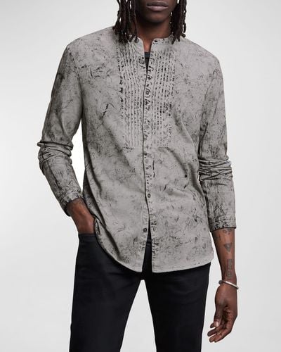 John Varvatos Long-Sleeve Pintuck Shirt - Gray