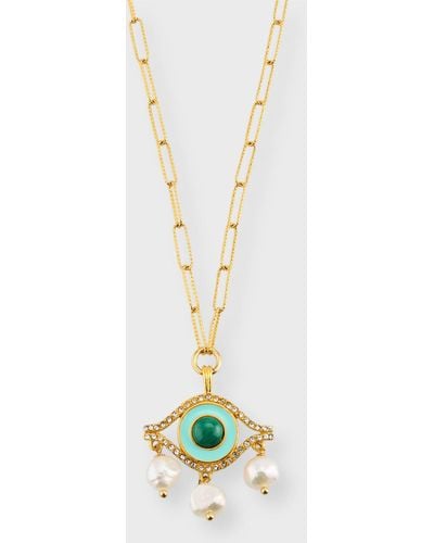 Sequin Freya Evil Eye Pendant Necklace - Metallic