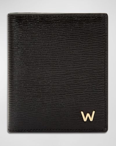 Wolf W-Plaqué Recycled Leather Bifold Id Card Case - Black