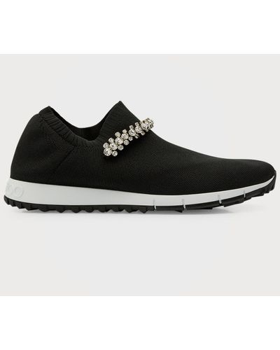 Jimmy Choo Verona Crystal Knit Low-Top Sneakers - Black