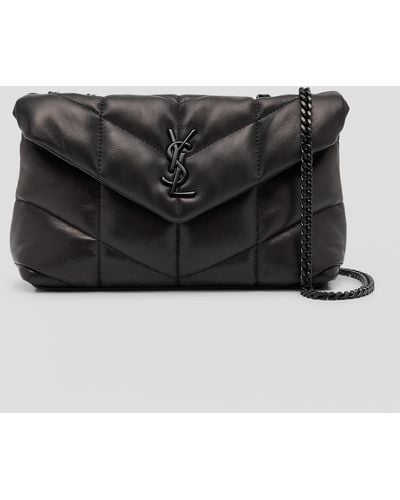 Saint Laurent Lou Puffer Toy Ysl Shoulder Bag In Quilted Leather - Black