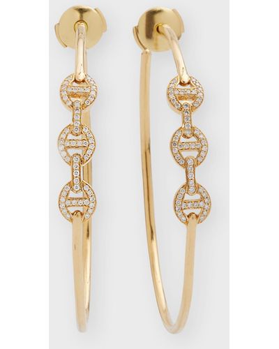 Hoorsenbuhs 18k Yellow Gold Hoop Earrings With Diamonds - White