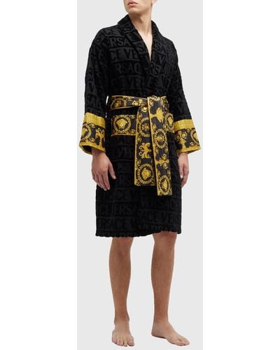 Versace Barocco Sleeve Robe - Black