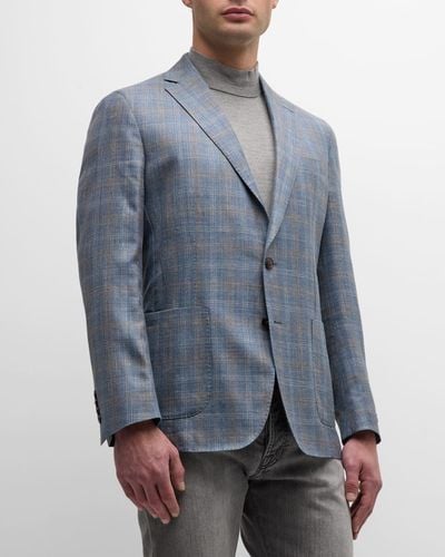 Peter Millar Andover Plaid Two-button Sport Coat - Blue