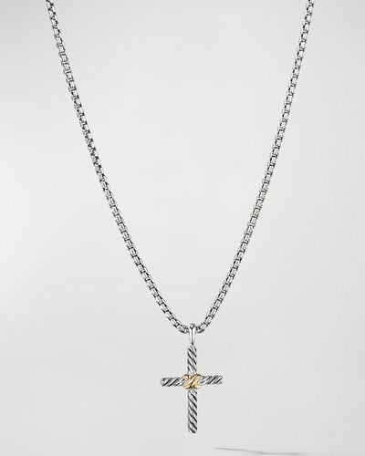 David Yurman Petite X Cross Necklace - Metallic