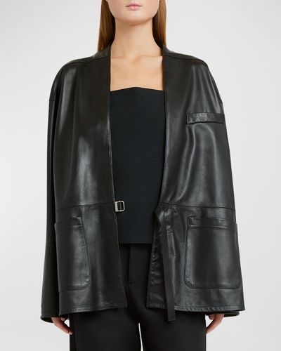 ARMARIUM Frida Nappa Leather Collarless Jacket - Black