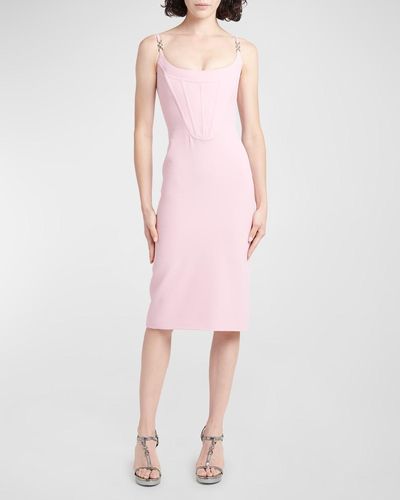 Versace Satin Midi Sheath Dress - Pink